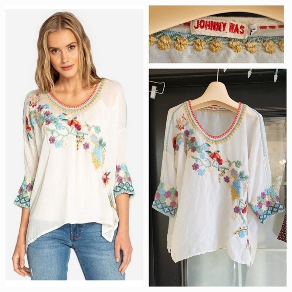JOHNNY‎ WAS EMBROIDERED BLOUSE - Picture 1 of 2
